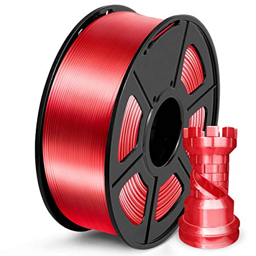 SUNLU Filamento PLA 1.75mm Silk Rojo, lmpresora 3D Filamento PLA 1KG Carrete, PLA Silk Red Filamento