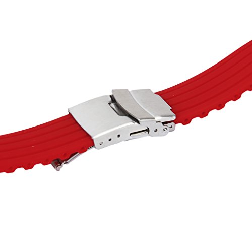 SuntekStore Online - Silicona reloj correa de caucho band hebilla del despliegue de 20 mm a prueba de agua color rojo