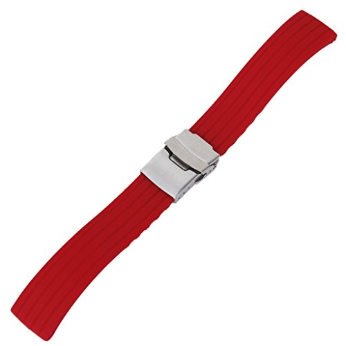 SuntekStore Online - Silicona reloj correa de caucho band hebilla del despliegue de 20 mm a prueba de agua color rojo