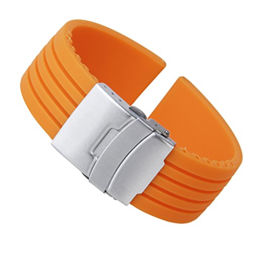 SuntekStore Online - Silicona reloj correa de caucho band hebilla del despliegue de 22 mm a prueba de agua color naranja