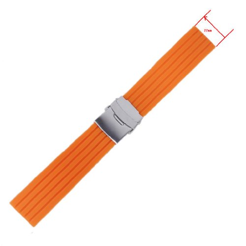 SuntekStore Online - Silicona reloj correa de caucho band hebilla del despliegue de 22 mm a prueba de agua color naranja