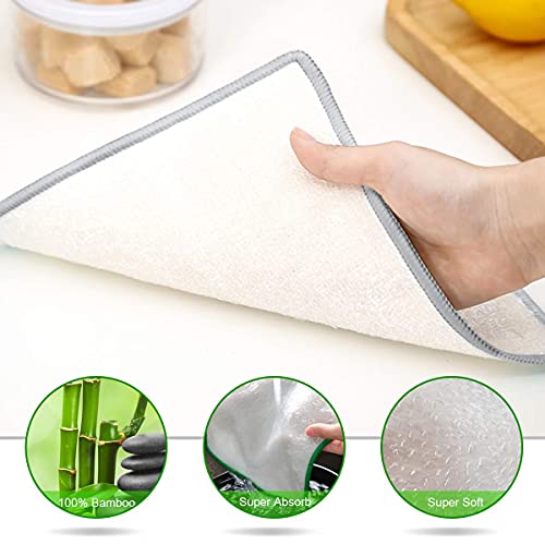 SUPERUS Paños de Cocina, 100% bambú Natural, Pack de 8, 18 x 23 cm - Ecológico Toallas de Cocina, Paño de Limpieza y Trapos de Cocina, Trapo Absorbente de Doble Cara Colgante