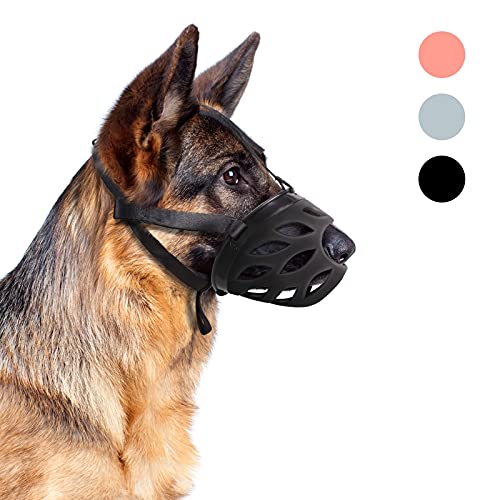 Supet Bozal para perro de silicona, transpirable, con correas ajustables de nailon, para perros pequeños, medianos y grandes, evita que ladren y mastiquen