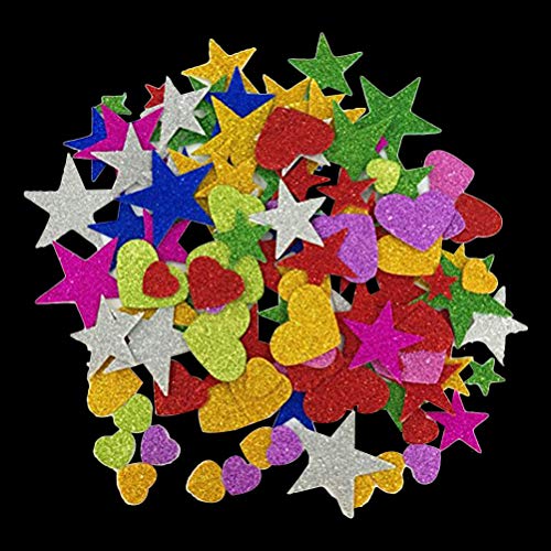 SUPVOX 230 Unids Glitter Pegatinas Autoadhesivas corazón y Estrellas Formas para Manualidades de artesanía Infantil Tarjetas de felicitación decoración de la Pared en casa