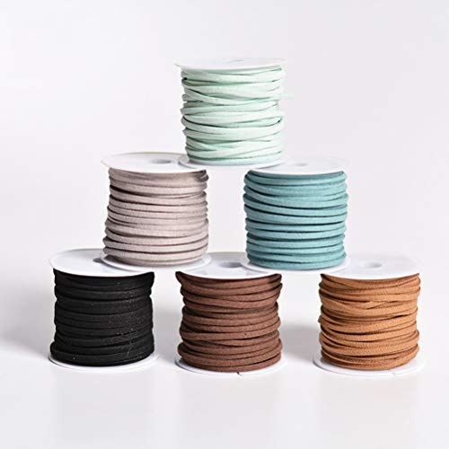 SUPVOX 4PCS 5M Hilo de Abalorios de cordón de Cuero Plano Cuerda de cordón de Gamuza sintética para el Collar de la Pulsera Joyas de Abalorios de DIY Hacer artesanía (Color Aleatorio)
