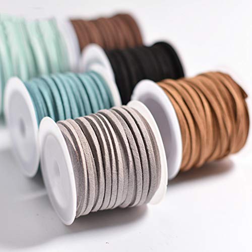 SUPVOX 4PCS 5M Hilo de Abalorios de cordón de Cuero Plano Cuerda de cordón de Gamuza sintética para el Collar de la Pulsera Joyas de Abalorios de DIY Hacer artesanía (Color Aleatorio)