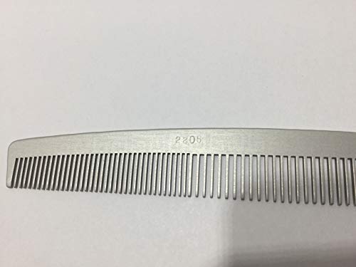 Swedish Crown Peine de bolsillo de aluminio, 13 cm (antiestático), peine de metal fino y ancho, peine de barba para hombre, en acabado de salón (2205 A)