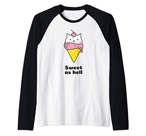 Sweet As Hell Gato Helado Camiseta Manga Raglan