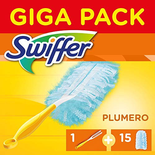 Swiffer Plumero Atrapapolvo + 15 Recambios, Mega Pack, Kit, Atrapa y Bloquea el Polvo