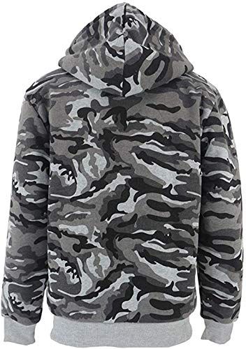 SwissWell - Chaqueta de camuflaje con capucha y cremallera para hombre, interior de forro polar, chaqueta para exteriores, Hombre, gris oscuro, xxx-large