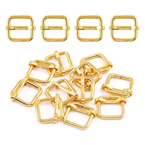 Swpeet 60 anillos de metal dorado de 5/8 pulgadas – 15 mm de metal recto, ajuste de hebilla de deslizamiento, hebilla de rodillo deslizante para bolsas de cinturón DIY (oro, 5/8 pulgadas)