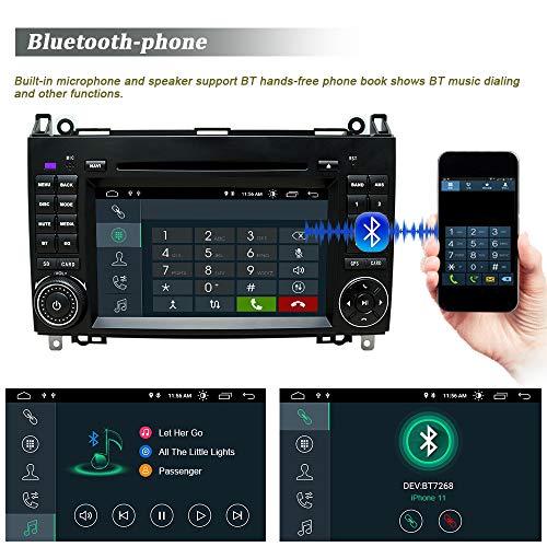 SWTNVIN Android 10 Coche Audio estéreo Fits for Mercedes Benz Clase A W169/Clase B W245/V Clase W639/Vito/Viano/Sprinter W906/Sprinter 2500/3000/VW Crafter LT3 7" HD Pantalla táctil GPS WiFi 2GB+32GB