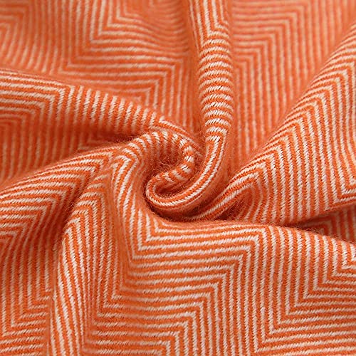 Sylanfia - Manta Ligera de Color Naranja Quemado para sofá, acogedora Manta Tejida Fina Decorativa con borlas para sofá, Cama, sofá, Mascotas, Viajes, Apto para Todas Las Estaciones