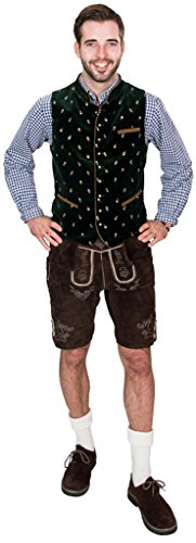 SYMPHONIE WESTERWALD Pantalón de Cuero Corto Tradicional bávaro de Hombre, pantalón de Cuero Tradicional con Tirantes, Original en marrón Oscuro, Oktoberfest, Talla 50