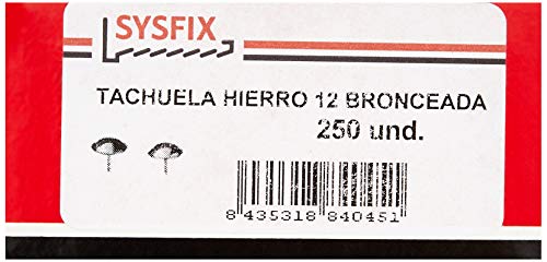 Sysfix 3311223 Tachuela hierro, bronceada, 12 mm, Set de 250 Piezas