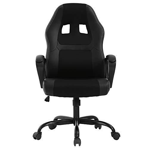 T-LoVendo Silla Gaming Oficina Racing Escritorio Videojuegos Sillon Gamer Despacho, Negra, Universal