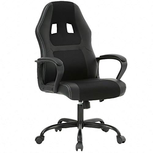 T-LoVendo Silla Gaming Oficina Racing Escritorio Videojuegos Sillon Gamer Despacho, Negra, Universal
