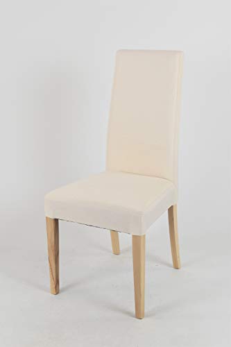 t m c s Tommychairs - Set 4 sillas Chiara para Cocina, Comedor, Bar y Restaurante, solida Estructura en Madera de Haya Color Natural y Asiento tapizado en Tejido Color Marfil