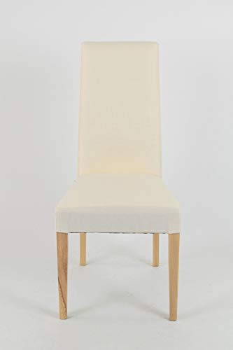 t m c s Tommychairs - Set 4 sillas Chiara para Cocina, Comedor, Bar y Restaurante, solida Estructura en Madera de Haya Color Natural y Asiento tapizado en Tejido Color Marfil