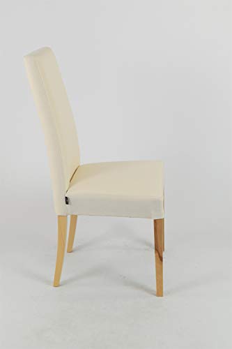 t m c s Tommychairs - Set 4 sillas Chiara para Cocina, Comedor, Bar y Restaurante, solida Estructura en Madera de Haya Color Natural y Asiento tapizado en Tejido Color Marfil