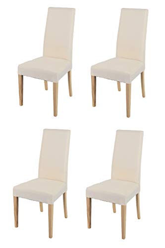t m c s Tommychairs - Set 4 sillas Chiara para Cocina, Comedor, Bar y Restaurante, solida Estructura en Madera de Haya Color Natural y Asiento tapizado en Tejido Color Marfil