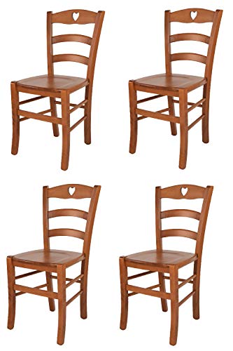 t m c s Tommychairs - Set 4 sillas Cuore para Cocina y Comedor, Estructura en Madera de Haya Color Cerezo y Asiento en Madera
