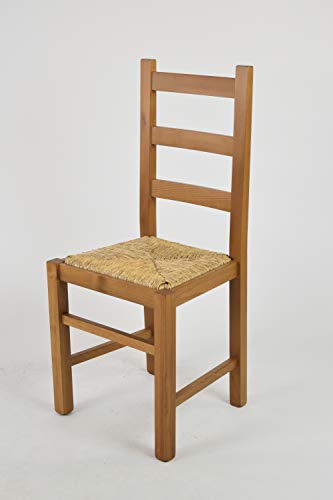 t m c s Tommychairs - Set 4 sillas Rustica para Cocina y Comedor, Estructura en Madera de Haya Color Roble y Asiento en Paja