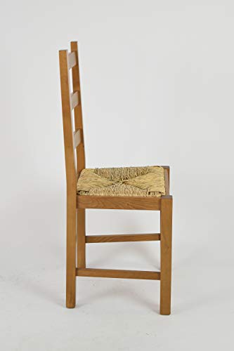 t m c s Tommychairs - Set 4 sillas Rustica para Cocina y Comedor, Estructura en Madera de Haya Color Roble y Asiento en Paja