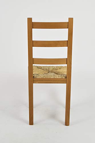 t m c s Tommychairs - Set 4 sillas Rustica para Cocina y Comedor, Estructura en Madera de Haya Color Roble y Asiento en Paja