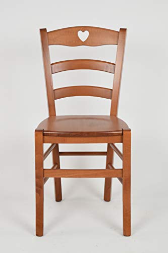 t m c s Tommychairs - Silla Cuore para Cocina y Comedor, Estructura en Madera de Haya Color Cerezo y Asiento en Madera
