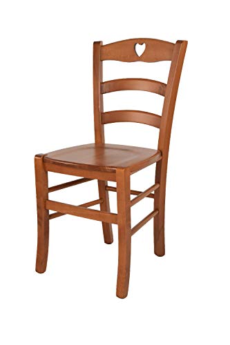 t m c s Tommychairs - Silla Cuore para Cocina y Comedor, Estructura en Madera de Haya Color Cerezo y Asiento en Madera