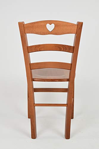 t m c s Tommychairs - Silla Cuore para Cocina y Comedor, Estructura en Madera de Haya Color Cerezo y Asiento en Madera