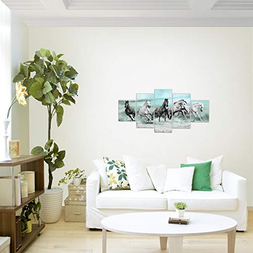 Tabla de pared decoración Caballos - 150 x 75 cm XXL lienzo Salón Apartamento - listo para colgar - 014153b