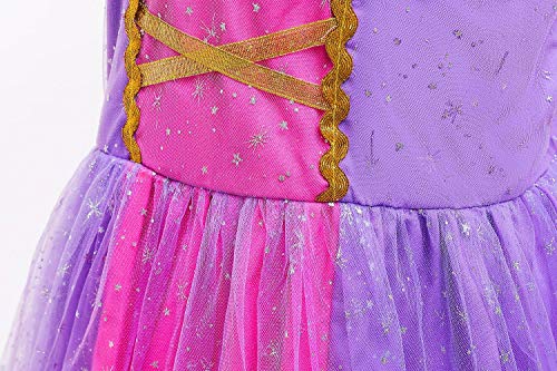 Tacobear Princesa Disfraz Niña Princesa Vestido con Collar Varita Mágica Corona Halloween Cosplay Carnaval Princesa Disfraces para Niña 2 3 4 5 6 Años(2-3 Años)