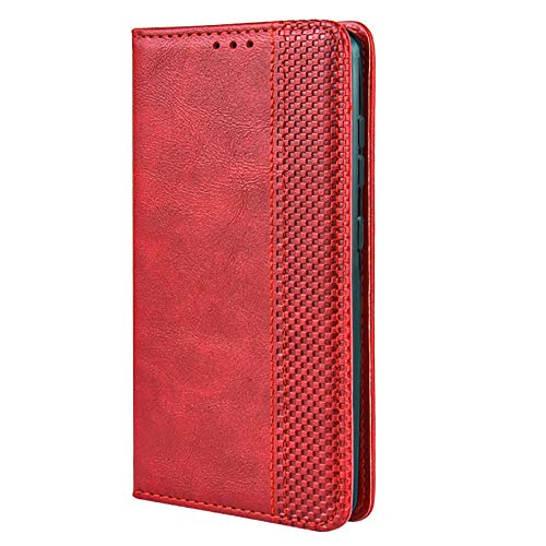TANYO Funda Leather Folio para el Vivo Y70, PU/TPU Premium Flip Billetera Carcasa Libro de Cuero con Ranuras y Tarjetas - Rojo