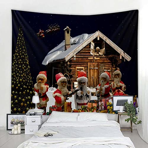 Tapiz de escena de nieve navideña regalo de Papá Noel árbol de Navidad colgante de pared estética decoración del hogar manta A10 180x200cm
