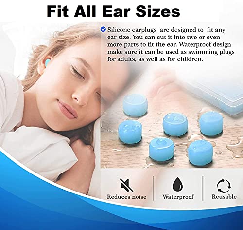 Tapones para los oídos de silicona reutilizables, para dormir en caso de ronquidos, nadar, viajar, conciertos, trabajar, estudiar (12 unidades/paquete de 1)