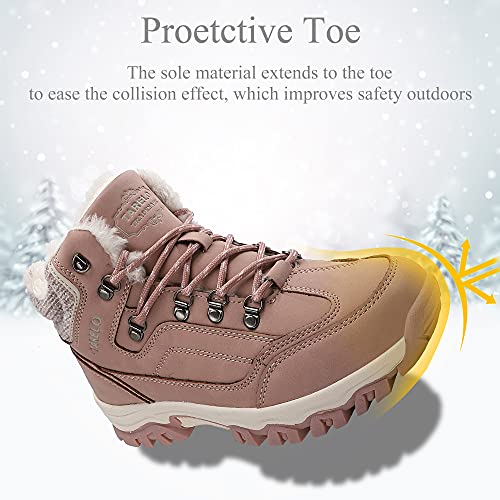 TARELO Botas Mujer Botines Zapatos Invierno Forro Aire Libre Urbano Montaña Cuero Antideslizante Caminar Senderismo Boots Tamaño 36-41(EU, Gris, Numeric_39)