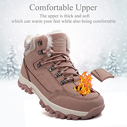 TARELO Botas Mujer Botines Zapatos Invierno Forro Aire Libre Urbano Montaña Cuero Antideslizante Caminar Senderismo Boots Tamaño 36-41(EU, Rosa, Numeric_40)