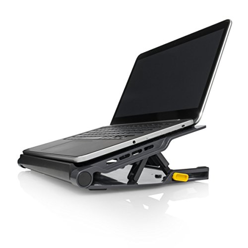 Targus Enfriador de portátil de hasta 17" con almohadilla de refrigeración USB Hub con 4 puertos USB 2.0, soporte de portátil ajustable 4 alturas y ventilador  - AWE81EU