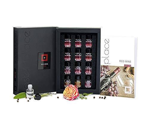 TASTERPLACE Set de aromas de vino tinto - versión en inglés - para sommeliers - para amantes del vino - herramienta de degustación