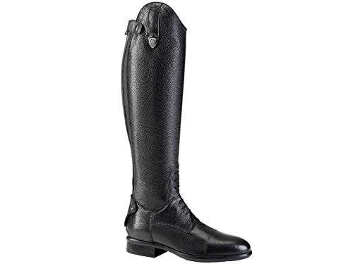 Tattini Breton Botas altas de piel granulada con cordones, talla XS de pantorrilla, color Negro, talla 39 2/3 EU