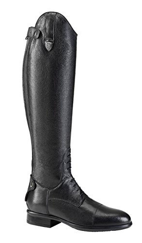TATTINI Breton Laced granulado cuero botas altas de montar largas, talla L ternera, color Negro, talla 41 EU