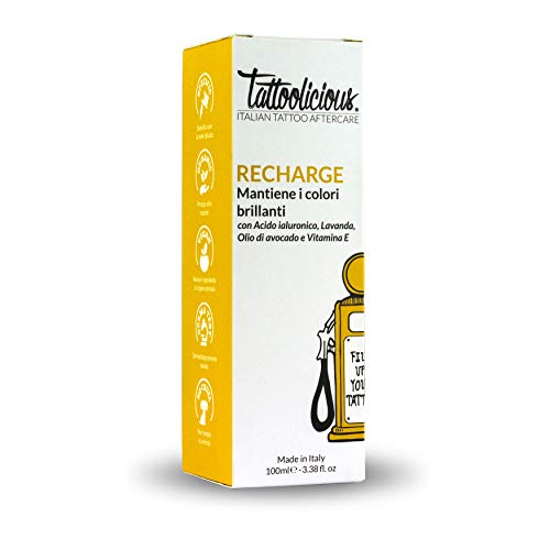 Tattoolicious RECHARGE - Crema de mantenimiento para tatuajes, revitalizante, específica, con ingredientes bioactivos, 100 ml