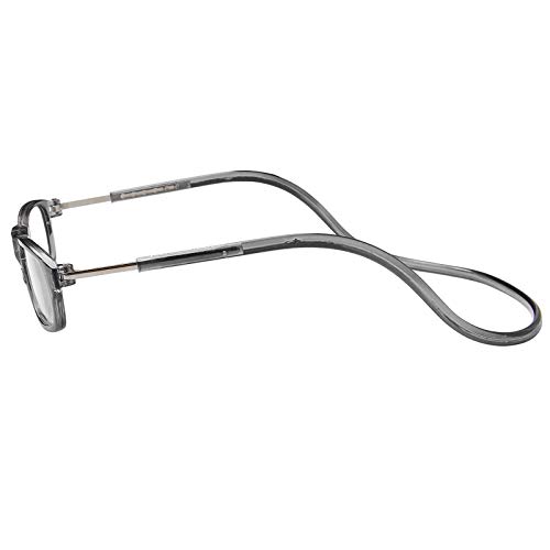 TBOC Gafas de Lectura Presbicia Vista Cansada – Montura Gris Graduadas +2.50 Dioptrías Hombre Mujer Regulables Imantadas Magnéticas Plegables Lentes Aumento Leer Ver Cerca Cuello Cierre Imán