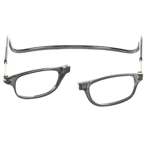 TBOC Gafas de Lectura Presbicia Vista Cansada – Montura Gris Graduadas +2.50 Dioptrías Hombre Mujer Regulables Imantadas Magnéticas Plegables Lentes Aumento Leer Ver Cerca Cuello Cierre Imán