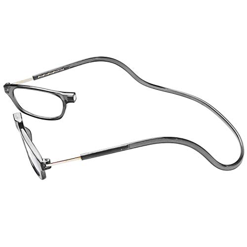 TBOC Gafas de Lectura Presbicia Vista Cansada – Montura Gris Graduadas +2.50 Dioptrías Hombre Mujer Regulables Imantadas Magnéticas Plegables Lentes Aumento Leer Ver Cerca Cuello Cierre Imán