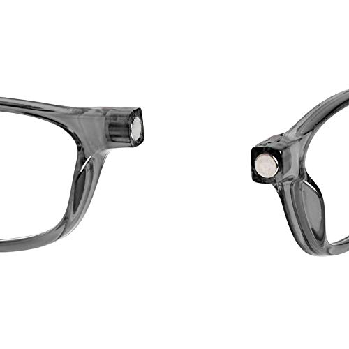 TBOC Gafas de Lectura Presbicia Vista Cansada – Montura Gris Graduadas +2.50 Dioptrías Hombre Mujer Regulables Imantadas Magnéticas Plegables Lentes Aumento Leer Ver Cerca Cuello Cierre Imán