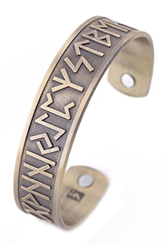 TEAMER Viking Tunes - Pulsera de terapia magnética envejecida para aliviar el dolor, bronce, cobre, mejor regalo (bronce antiguo)