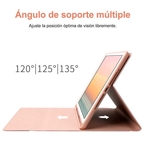 Teclado con iPad 10.2 9a 2021, iPad 8th 2020 y 7th 2019, Funda con Teclado Español para iPad Air 3 10.5 2019/iPad Pro 10.5 2017 con Ranura de Lápiz Teclado Español Bluetooth Desmontable (Champán)